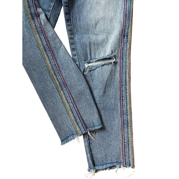 BlankNYC Rainbow Rivington High Rise in Crash Pad Raw Hem Jeans Size 27 - Picture 9 of 9